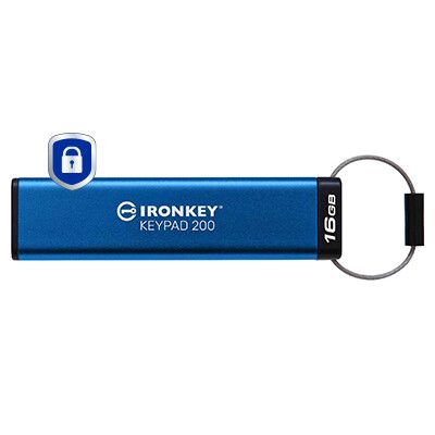 Kingston Technology IronKey 16GB Keypad 200, FIPS 140-3 Lvl 3 AES-256 Hardware Encrypted