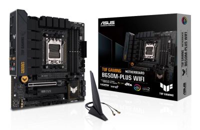 ASUS TUF GAMING B650M-PLUS WIFI AMD Ryzen AM5 Micro-ATX motherboard, 14 power stages, PCIe 5.0 M.2 support, DDR5 memory, WiFi 6 and 2.5 Gb Ethernet, USB4 support and Aura Sync