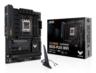 ASUS TUF GAMING B650-PLUS WIFI AMD Ryzen AM5 ATX motherboard, 14 power stages, PCIe 5.0 M.2 support, DDR5 memory, WiFi 6 and 2.5 Gb Ethernet, USB4 support and Aura Sync