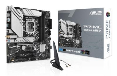 ASUS PRIME B760M-A WiFi D4 Intel LGA 1700 Motherboard, 4 x DIMM DDR4, 1 x Display Port, 2 x HDMI Ports