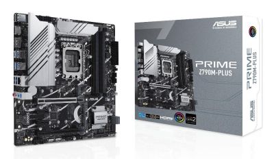 ASUS PRIME Z790M-PLUS Intel Z790 LGA 1700 Micro ATX Motherboard, 3 slots M.2, DDR5, HDMI, USB 3.2 Gen 2 Type-C, Thunderbolt USB4, Aura Sync
