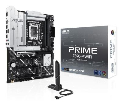 ASUS Intel PRIME Z890-P WIFI ATX Motherboard, 14+1+2+1 (80A) power stages,_DDR5 slots, PCIe 5.0 w/ full support for next-gen GPUs, Thunderbolt 4 USB Type-C port, Wi-Fi 7, Q-Antenna