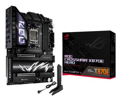 ASUS ROG Crosshair X870E Hero AMD ATX Motherboard, 18+2+2 Power Stages, DDR5, PCIe 5.0 Next-Gen GPU Support, Five M.2, Wi-Fi 7, USB4, AI Overclocking