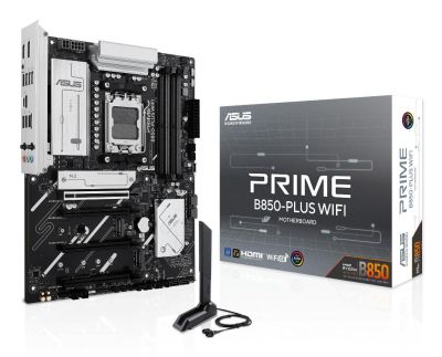 ASUS PRIME B850-PLUS WIFI AMD B850 Socket AM5 ATX | 8+2+1 Phases Power, PCIe 5.0, 3 M.2 Slots, Wi-Fi 6E, Realtek 2.5Gb, DisplayPort, HDMI, USB-A/C 10Gbps, Aura Sync