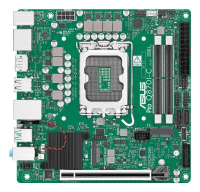 ASUS PRO Q870I-C-CSM Business Mini-ITX Motherboard Socket Intel LGA 1851, mini-ITX, Intel VPro, DDR5 Memory, PCIe 5.0, Q-LED Core, ASUS Control Center Express, SafeSlot