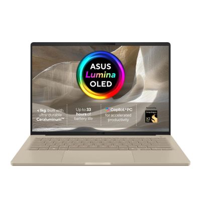 ASUS Zenbook A14 UX3407NA-QD148W Copilot+ PC 14" WUXGA OLED Laptop, Snapdragon X2E-88-100, 16GB LPDDR5x, 1TB SSD, Qualcomm Adreno Graphics, Wi-Fi 7, Windows 11 Home, Zabriskie Beige
