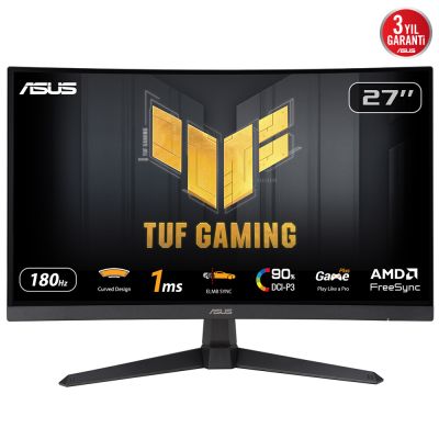 ASUS TUF Gaming VG27VQ3B 27" Full HD Curved Gaming Monitor, 180Hz, 1ms GTG, FreeSync, ELMB Sync, 1500R, HDMI 2.0, DisplayPort 1.2