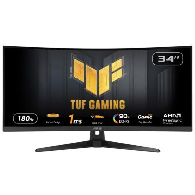 ASUS TUF Gaming VG34VQ3B 34" WQHD Curved Gaming Monitor, 180Hz, 1ms MPRT, 1500R, FreeSync Premium, ELMB SYNC, DisplayHDR 400
