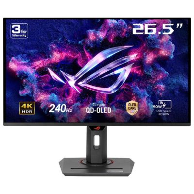 ASUS ROG Strix OLED XG27UCDMG 26.5" 4K QD-OLED Gaming Monitor, 240Hz, 0.03ms GTG, DisplayHDR True Black 400, FreeSync Premium Pro, HDMI 2.1, USB-C 90W