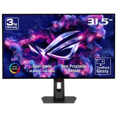 ASUS ROG Strix XG32UCWMG 31.5" 4K UHD WOLED Gaming Monitor for High-Performance Gaming, Dual Mode 4K 240Hz/FHD 480Hz, 0.03ms GTG, HDR400 True Black, 99% DCI-P3, HDMI 2.1, USB-C 15W, Black