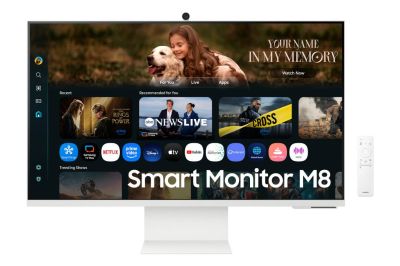 Samsung M8 M80F 32" 4K UHD Smart Monitor, 3840x2160, VA, 60Hz, HDR10+, 99% sRGB, 65W USB-C, Gaming Hub, White