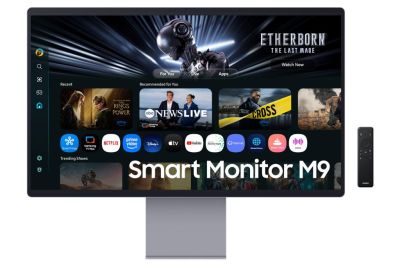 Samsung Smart Monitor M9 M90SF 32" 4K QD-OLED Smart Monitor, 3840x2160, 165Hz, 0.03ms GTG, DisplayHDR True Black 400, HDR10+, G-Sync Compatible, FreeSync Premium Pro, 12MP Camera, USB-C 90W, Silver